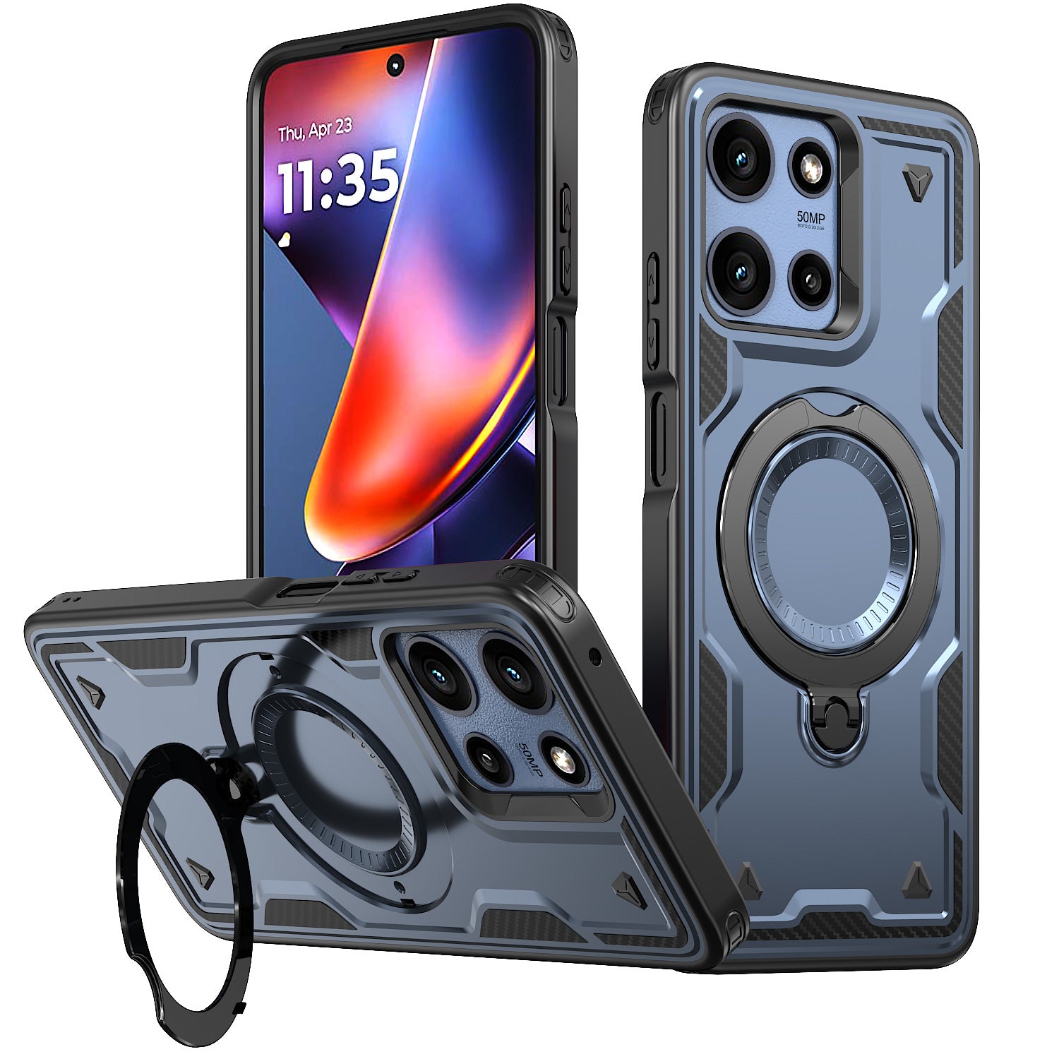 Reiko 360¡ã Rotating Magnetic Versatile Stand Gray Compatible with Motorola Moto G 5G 2025